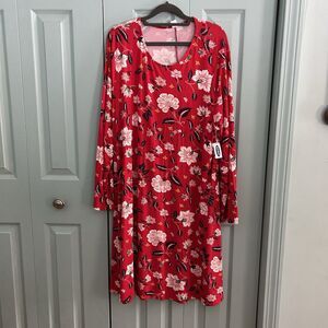 Old Navy Womens Red Floral Long Sleeve Midi Dress XXL
